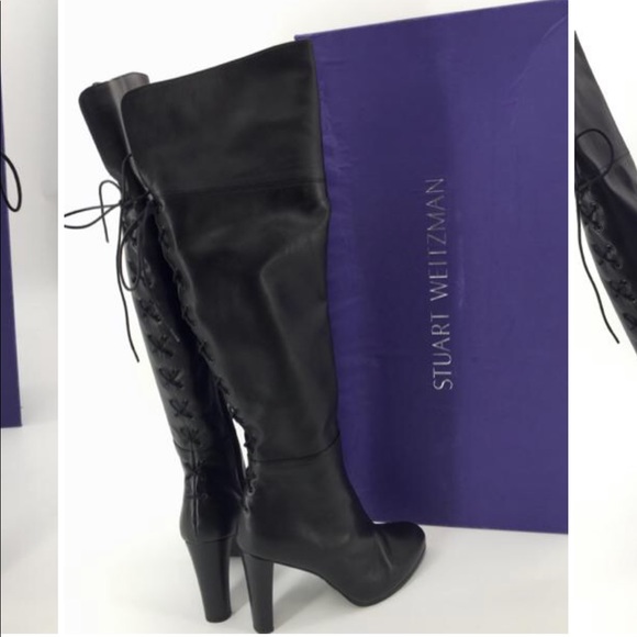 Stuart Weitzman Shoes - Stuart Weitzman Lacemeup Leather Boot black